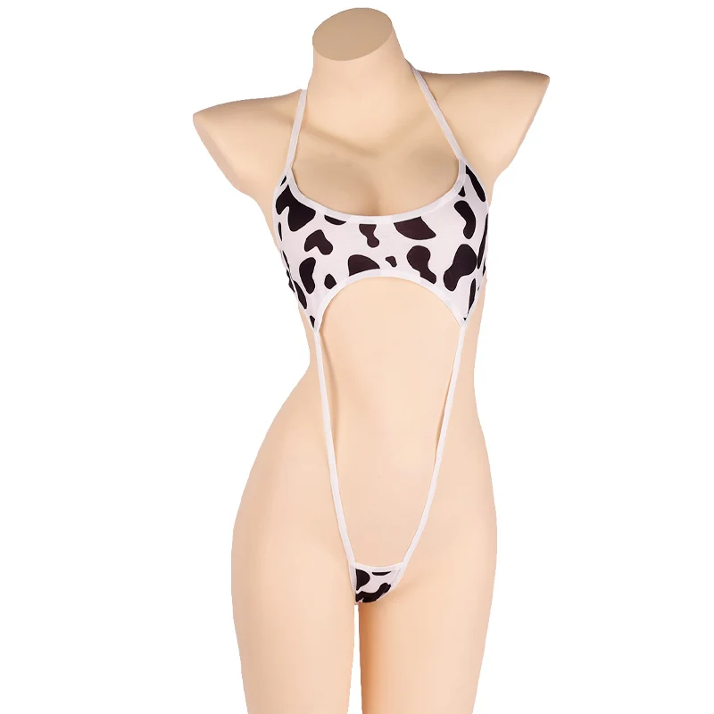 Women's Polka Dot Tie Ba Bikini Set Spwear Cow Patterned  Swimsuit Strapl Casual Swimwear No Sve