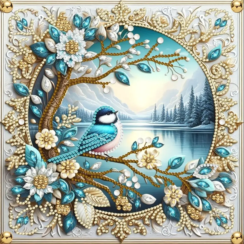 

RUOPOTY Animal Diamond Painting Alien Diamond Kit 5D DIY Blue Bird Lake View Embroidery Special Diamond Kit Wall Decoration