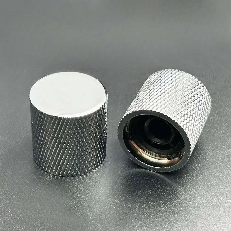 

20Pcs Flat Top 19x19.5 Metal Knurled Barrel Dome Volume Tone Control Knobs for Electric Bass Guitar Pot knobs Chrome