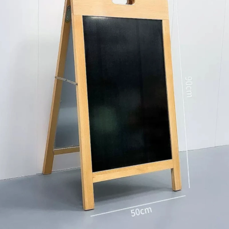 Wooden A Frame Chalkboard Sign, Freestanding Sidewalk Blackboard Display Stand for Shop Cafe