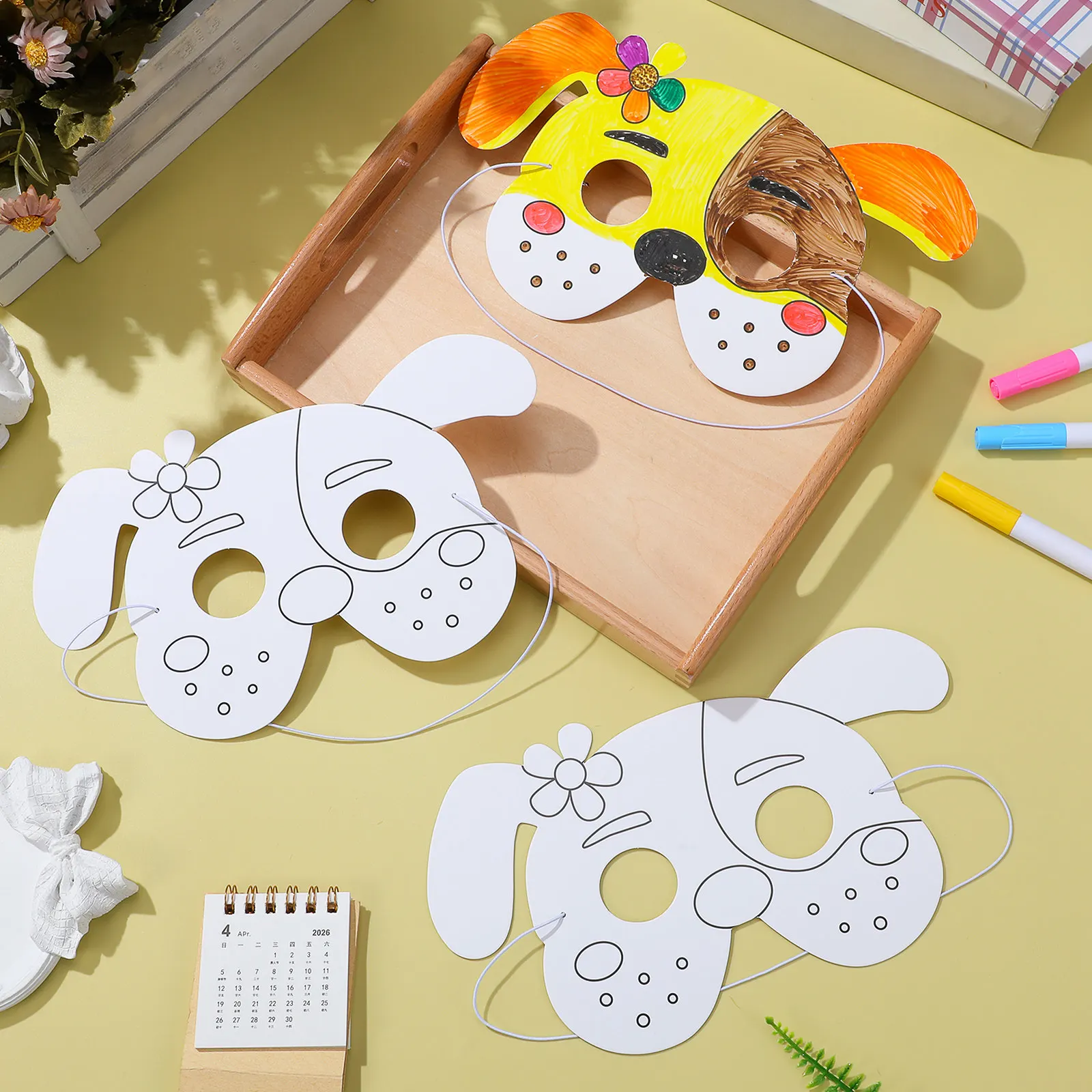 10-個-diy-絵画紙マスク丈夫な犬の落書きブランクデザイン子供のための創造的な着色描画練習-diy-紙ブランクマスク