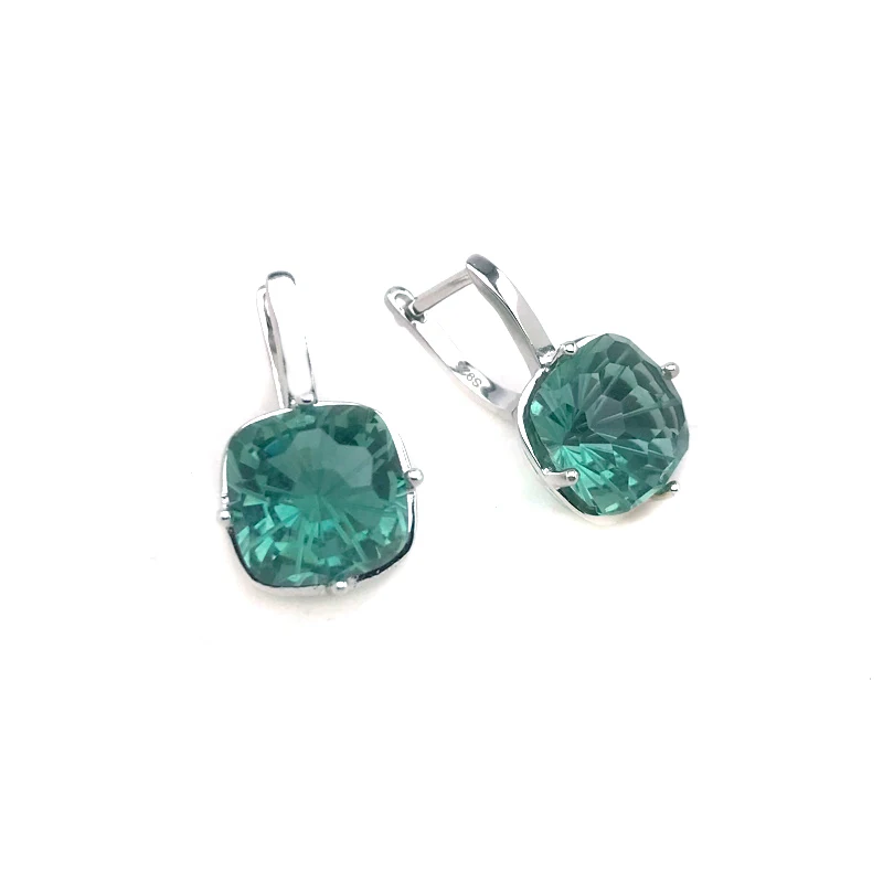 CSJ Green Gemstone Jewelry Sets Sterling 925 Silver Amethyst 10mm for Women Christmas Party Handmade Jewelry Gift