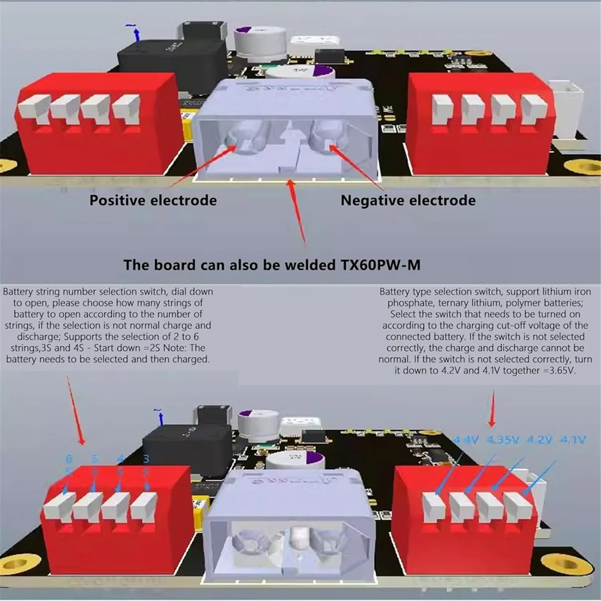 Lifepo4 Charging Bidirectional Charging Module 2S 3S 4S 5S 6S Battery Charging Board PD3.1