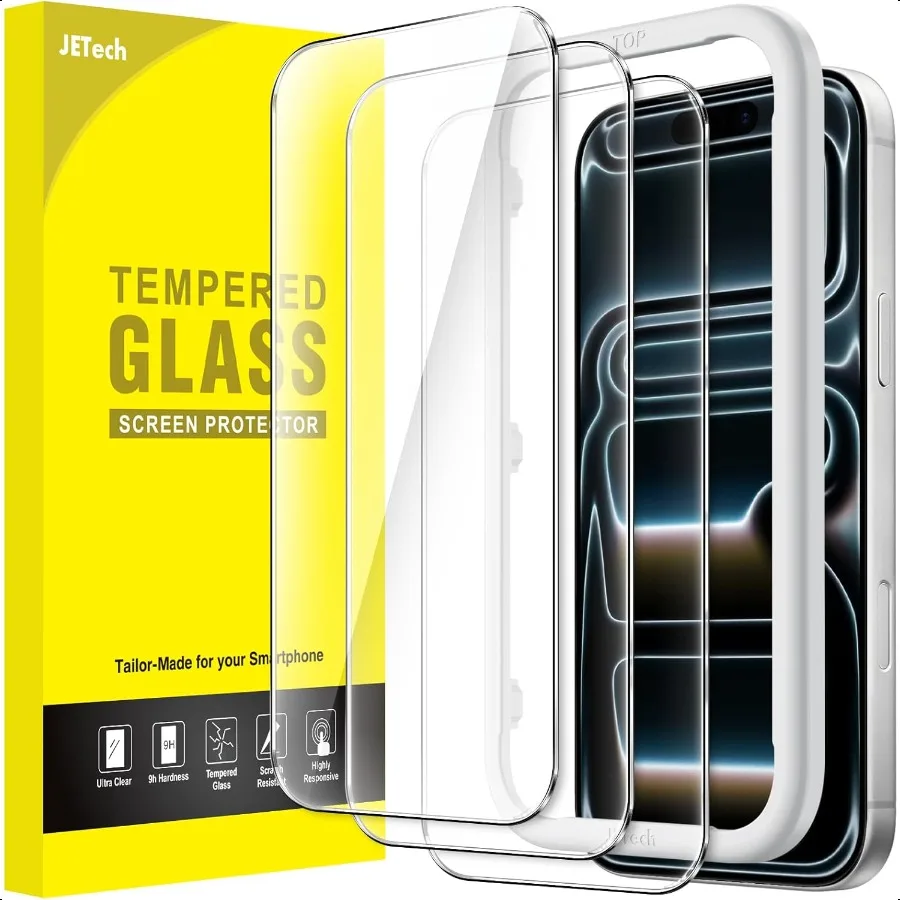 

Небьющаяся защитная пленка для экрана iPhone 17 Pro Max 6,9 дюйма, 9H + закаленное стекло, пленка военного класса с простым инструментом для установки