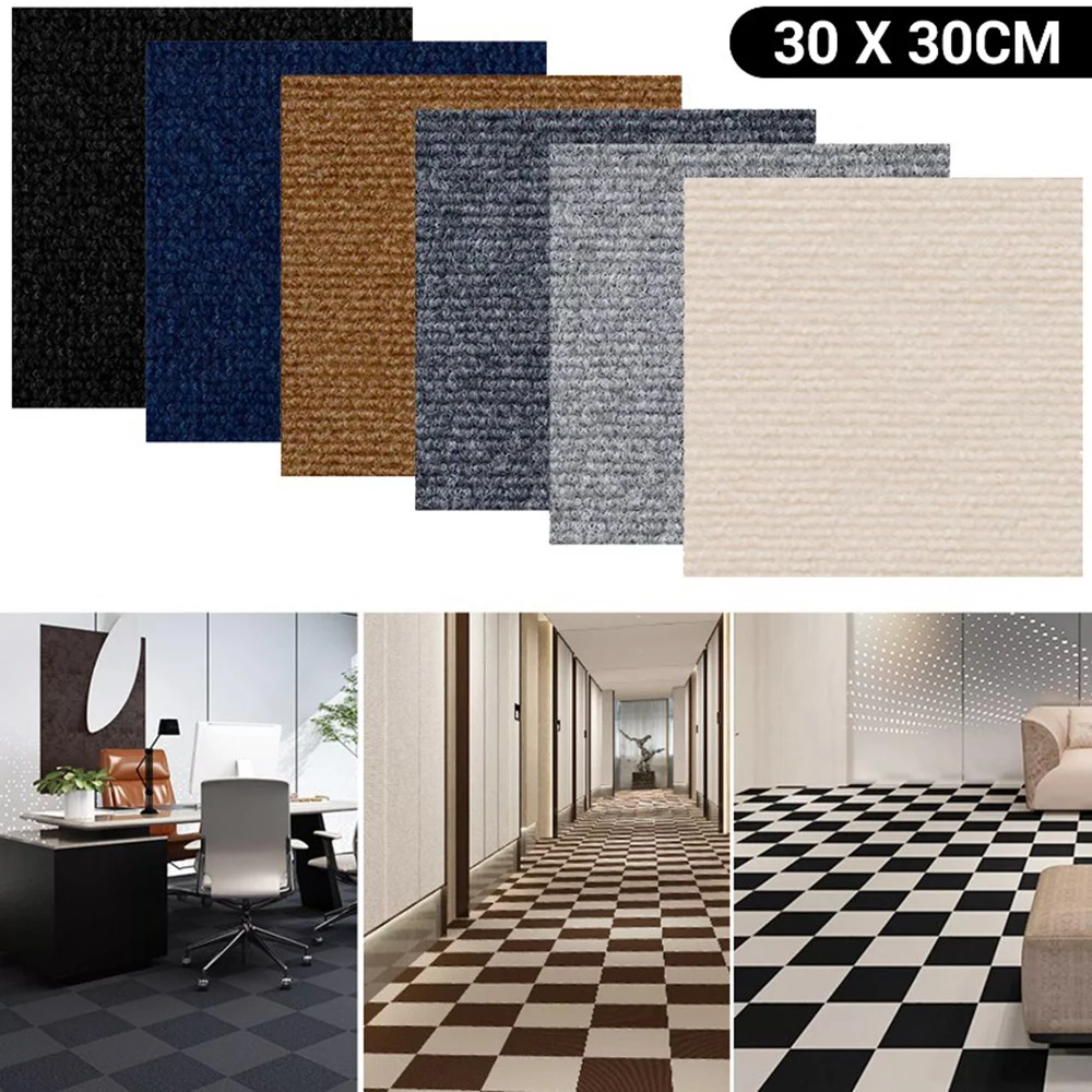 10/20pcs Self Adhesive Carpet Floor Tiles Sticker Square Rugs Peel And Stick Mat DIY Flooring For Kitchen Home Decor