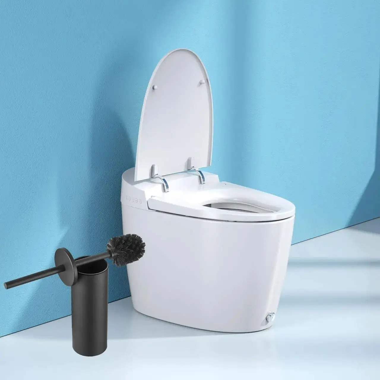 

Toilet Brush Stainless Steel Round Toilet Brush with Removable Inner Bucket Splash-Proof Metal Cover for hotel restroom RV