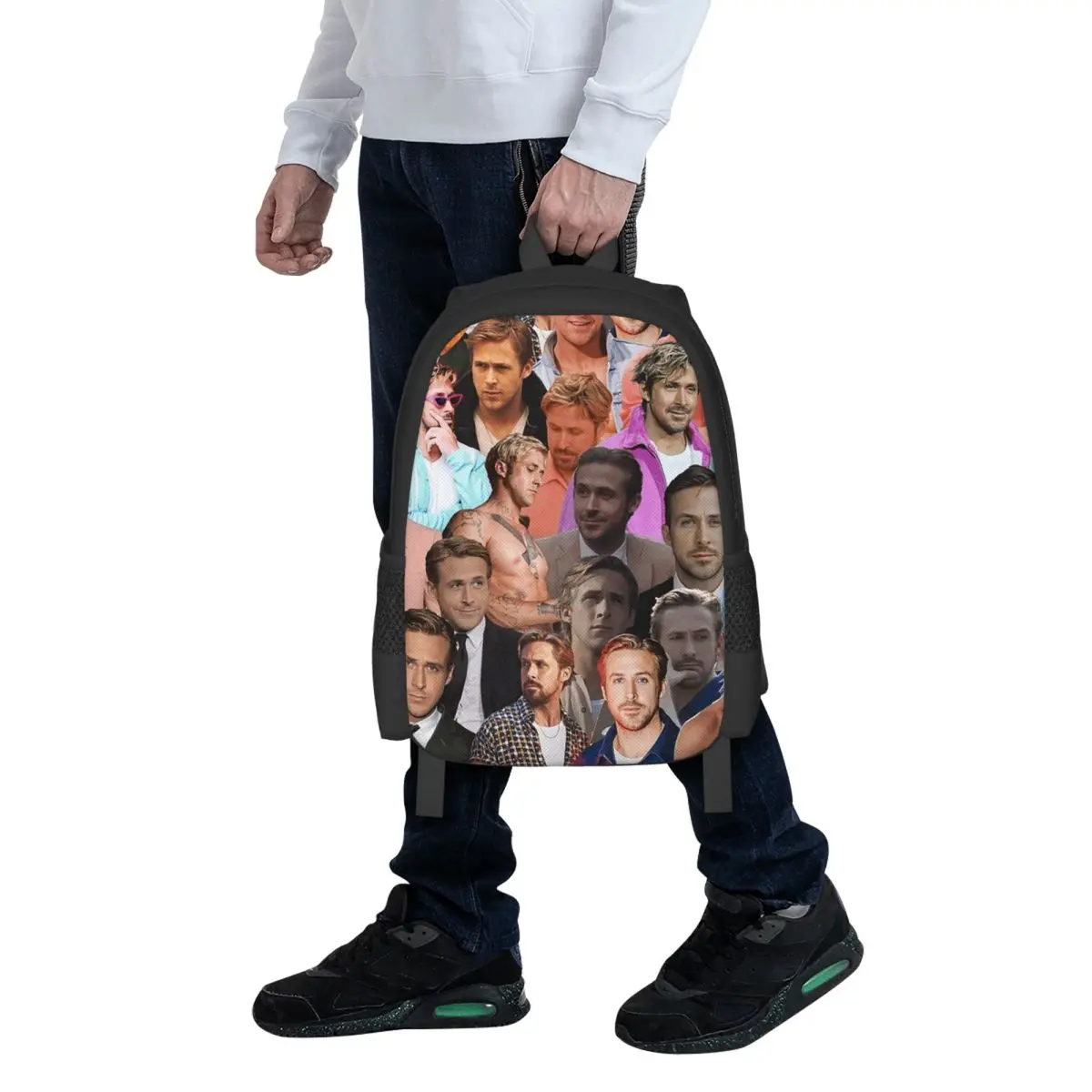 Ryan Gosling Photo Collage Student Backpack School Bag Hiking Travel Daypack for Men Women Fashion Bookbag Shoulder Bags