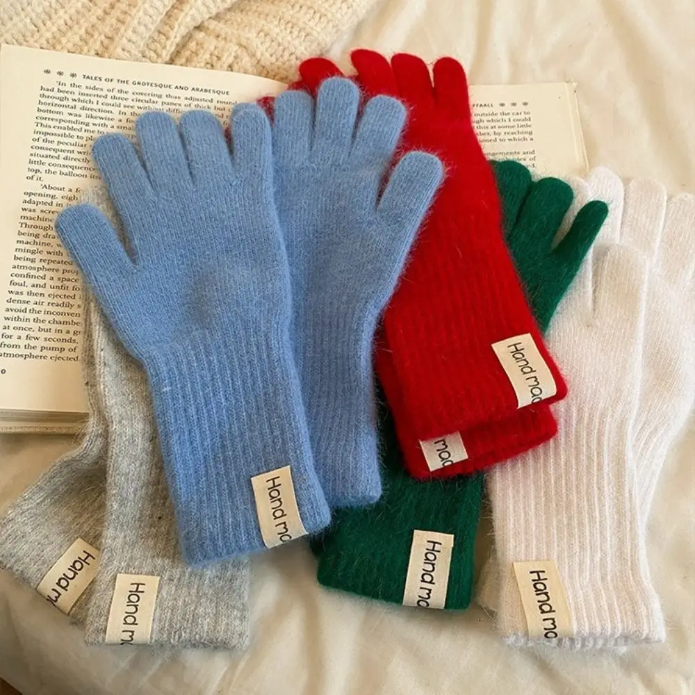 Full Finger Women Winter Warm Gloves Candy Colors Protection From Cold Warm Riding Gloves Elasticity Windproof