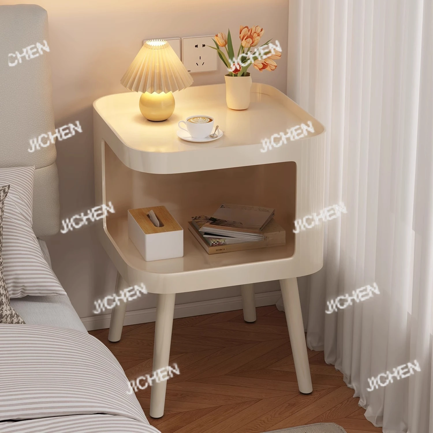 

Wrought iron bedside table home bedroom simple modern small replacement side table creative shelf cabinet