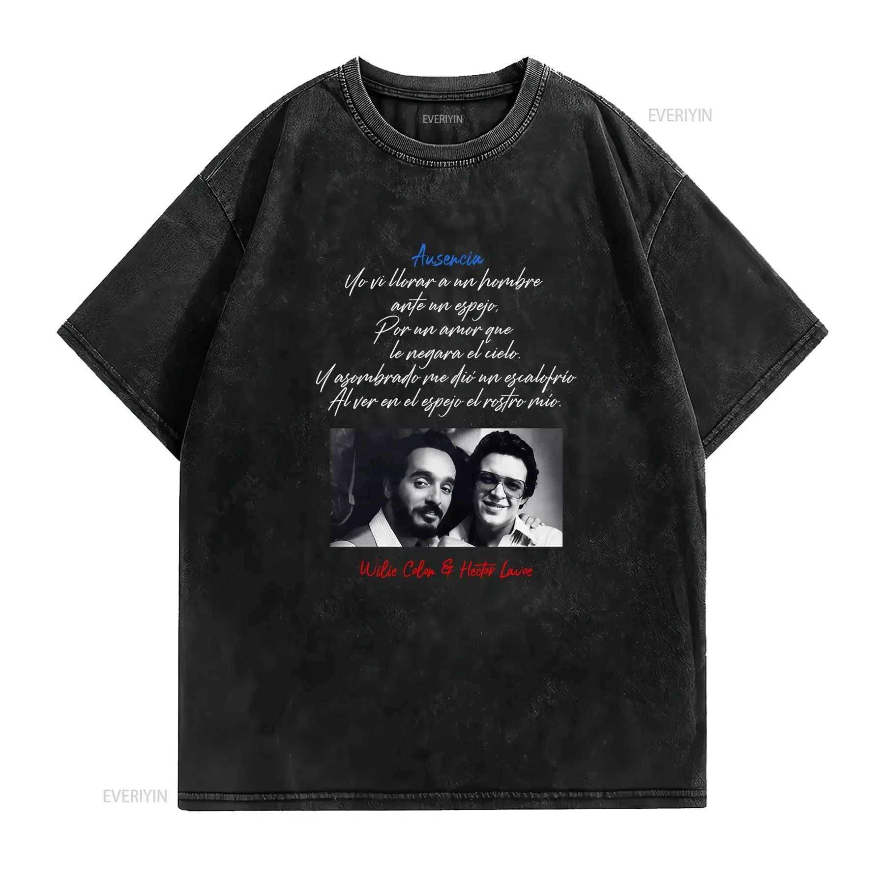 Camiseta Willie Colón Hector Lavoe Ausencia Cuello Redondo Casual Tejido Ligeramente Elástico Corte Regular Estampado vintage