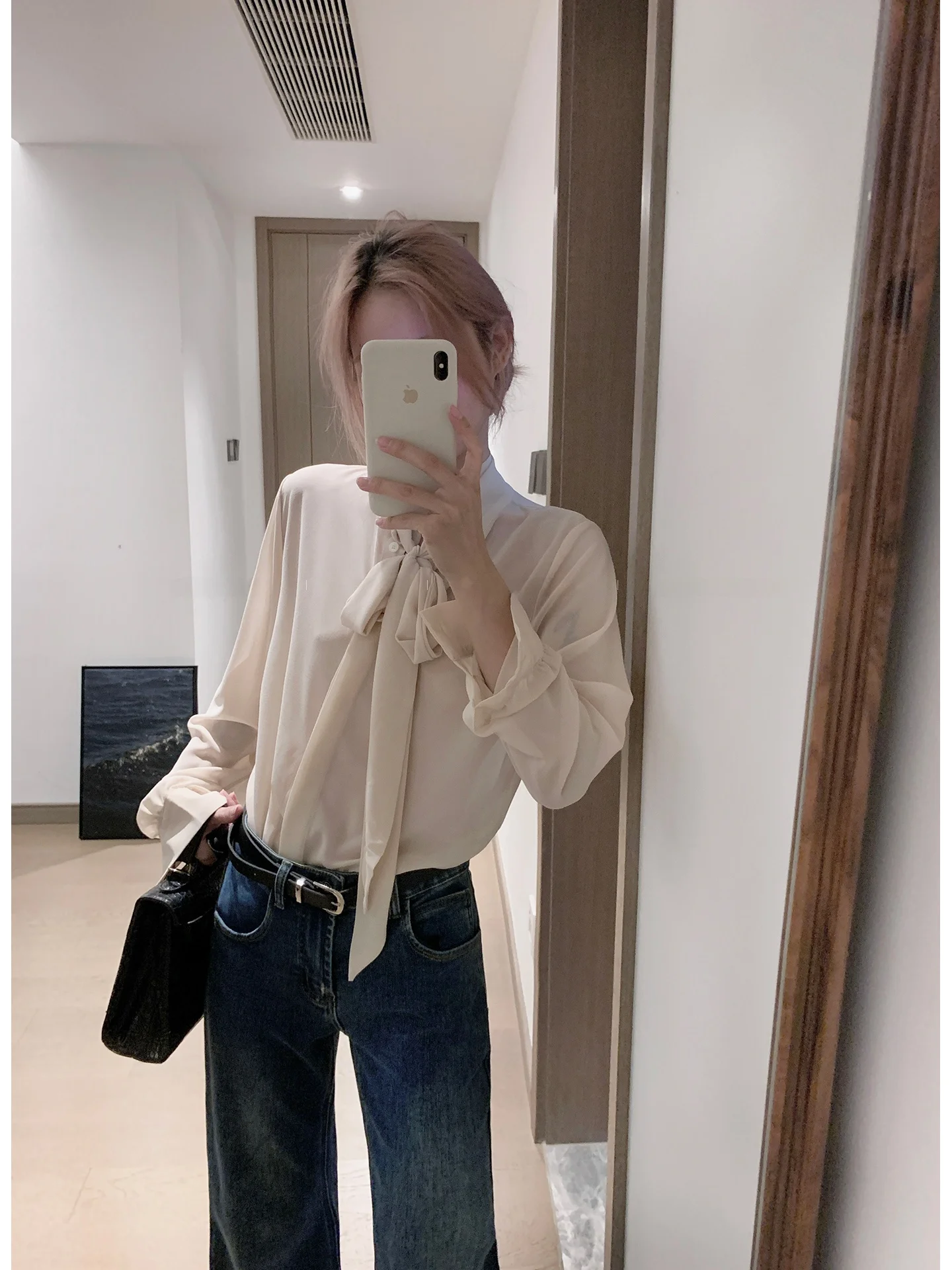 

Женская блузка LILI Miss Gentle Silk Sa Long Sve в корейском стиле, тонкая, дышащая, приятная для кожи, модель Aosphere