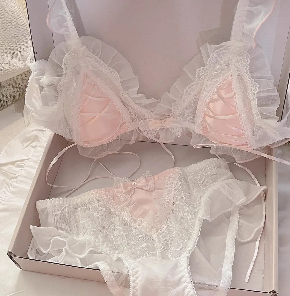 cute lace Lolita girls thin cute lace small bra women triangle cup bra sexy - Image 5