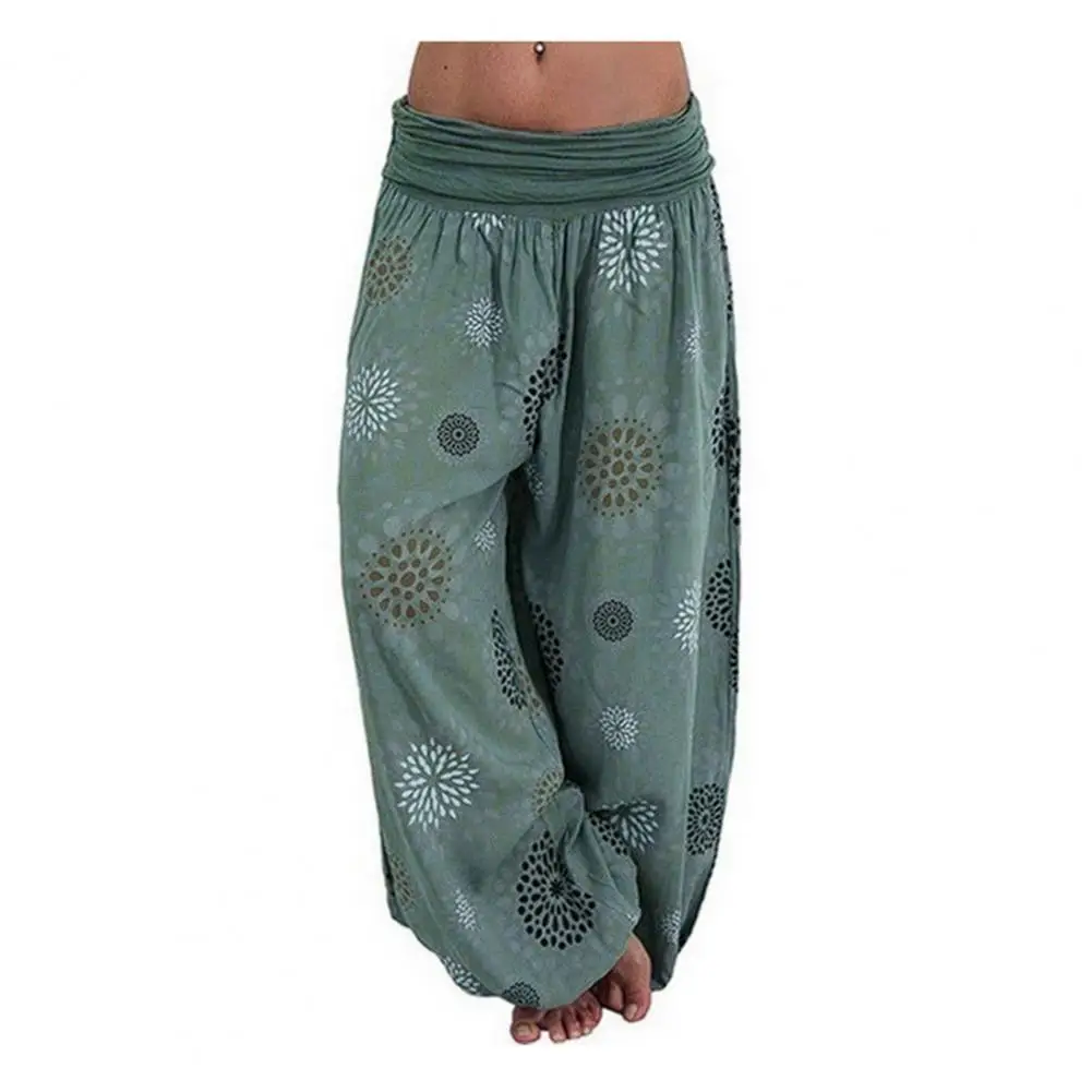 Women Boho Elephant Print Yoga Low Waist Sexy Pants Loose Baggy Bloomer Trousers Bohemian Beach Trousers Vintage Harem Pants