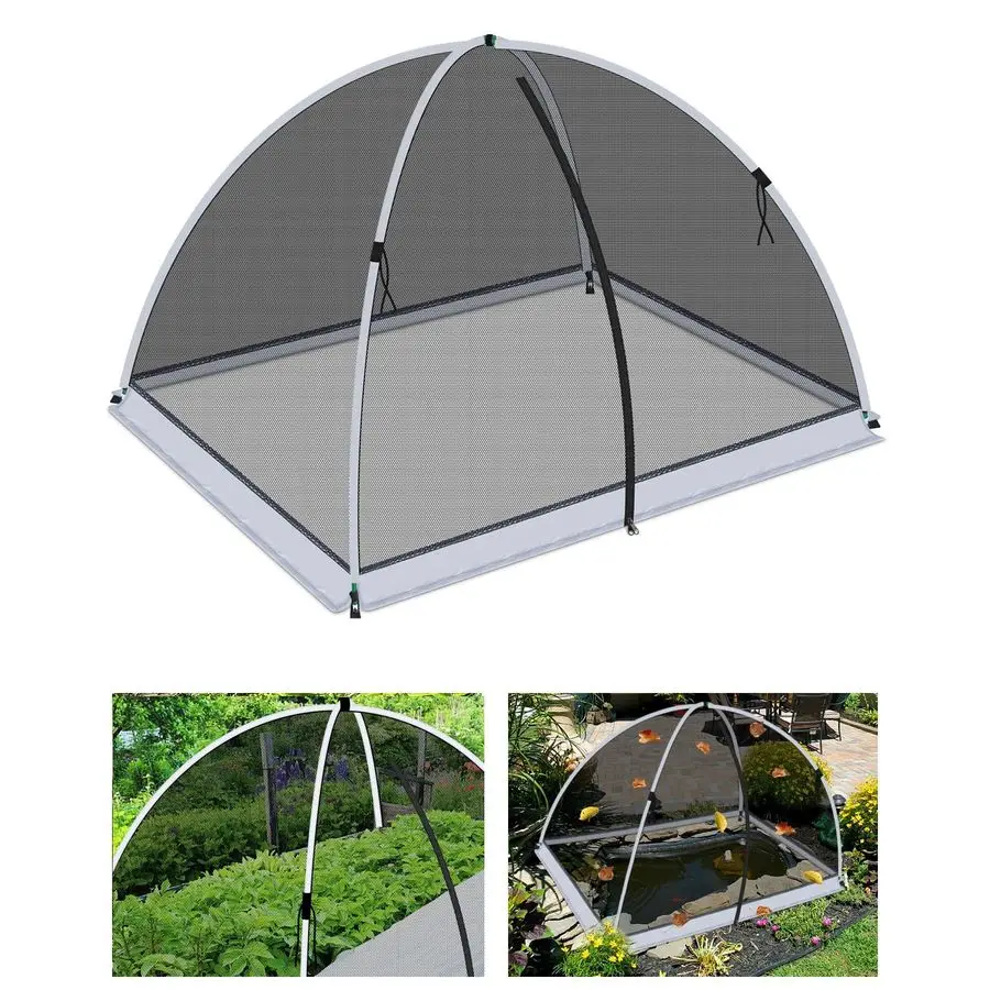 

7ft Pond Cover Dome,Garden Pond Net Pond Mesh Tent with Ropes, Stakes and Fiberglass Poles, Pond and Garden Cover Protective Ten