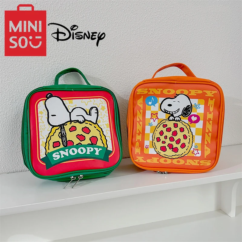 MINISO Disney Cute Print Pizza Snoopy borsa per il trucco di grande capacità borsa per il trucco portatile del fumetto borsa per il trucco della