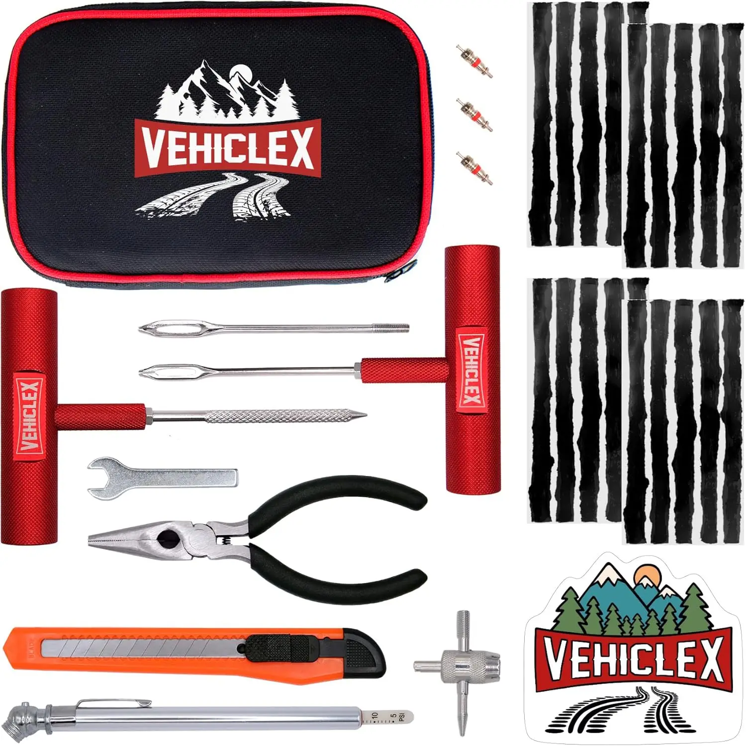 

Portable Tire Repair Kit with Aluminum Tools - Emergency Plug & Patch Set for Car, Motorcycle, ATV