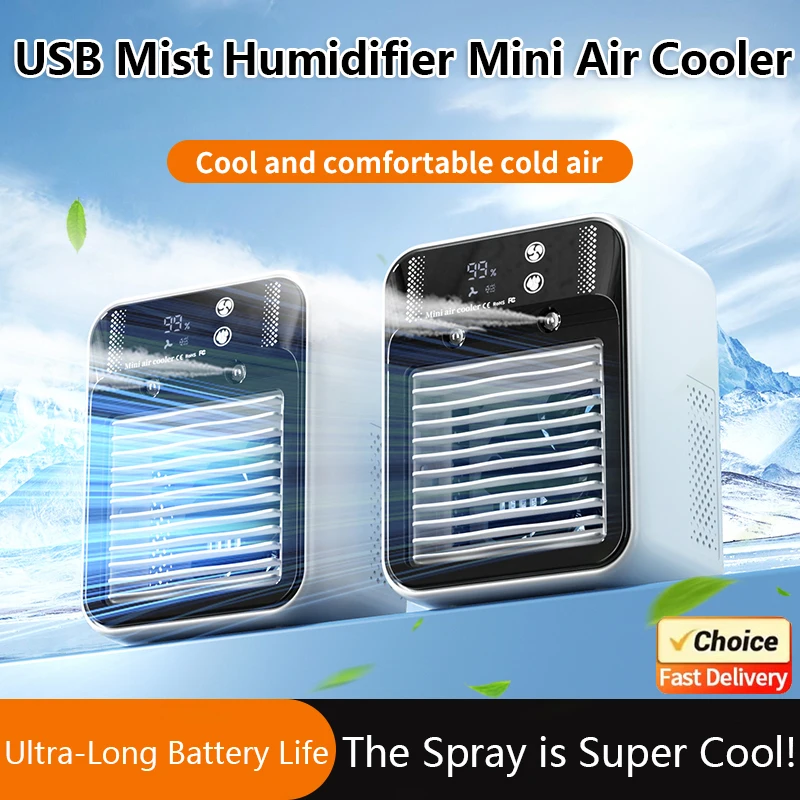 

Rechargeable Mini Air Cooler Portable Water Cooling Fan Humidifier Purifier for Office Desktop Home Personal Space
