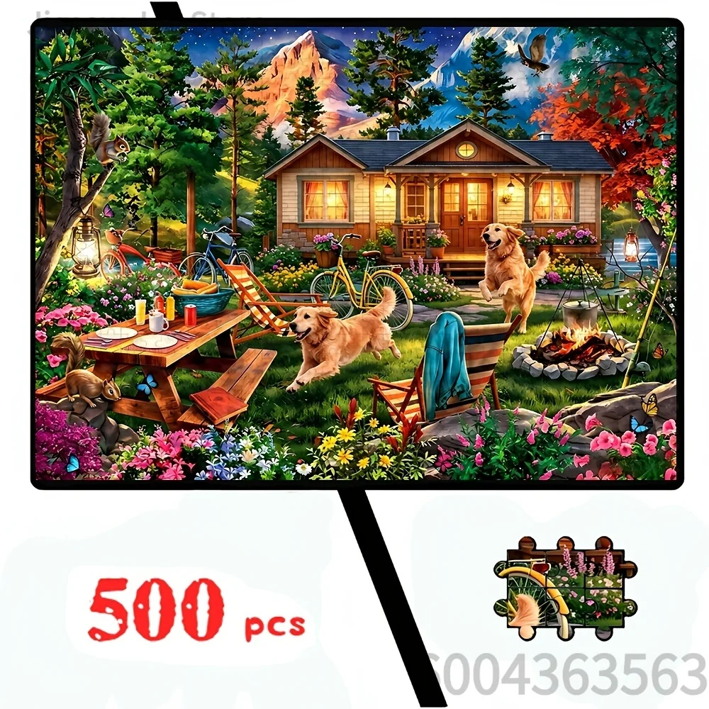 Cozy Mountain Cabin Camping & Autumn Farm Harvest Jigsaw Puzzle Adult Relaxing DIY Assembly Game Home Decoration Gift