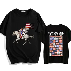 Cowboy Carter Beyoncée Graphic Printing Cotton T -Shirt Kurzarm Sommer t -Shirts Weibliche/Männer Kleidung Streetwear Girls Girls 6 Hauptverkäufe Halb Calca Beyonce - №2