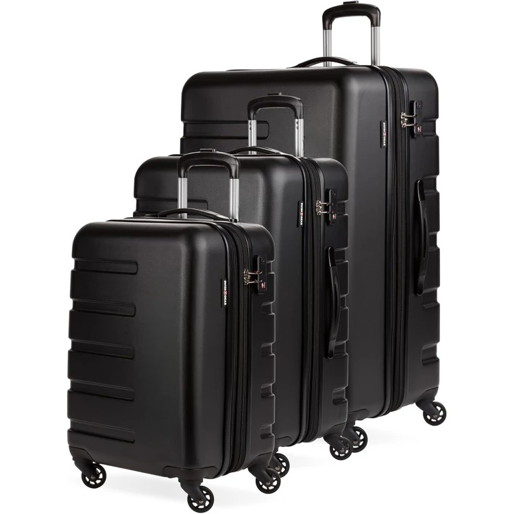 7366 Hardside Expandable Luggage with Spinner Wheels, Black, 3-Piece Set (19/23/27)