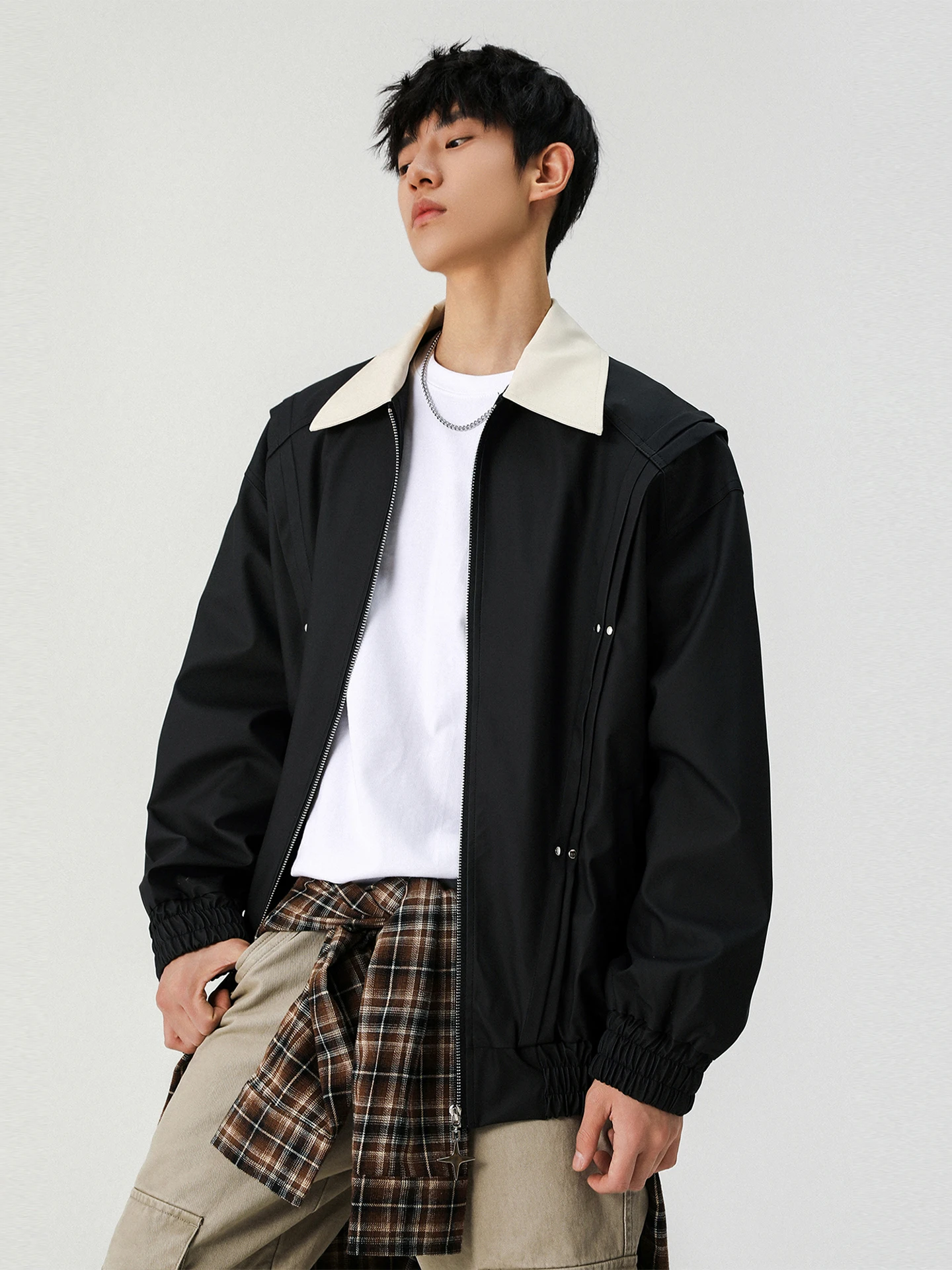 النبيذ الأحمر اللون الوقوف طوق Jaet الرجال فضفاض عادية تنوعا كول في سن المراهقة ملابس خارجية الخريف جديد Sle Faion العلامة التجارية