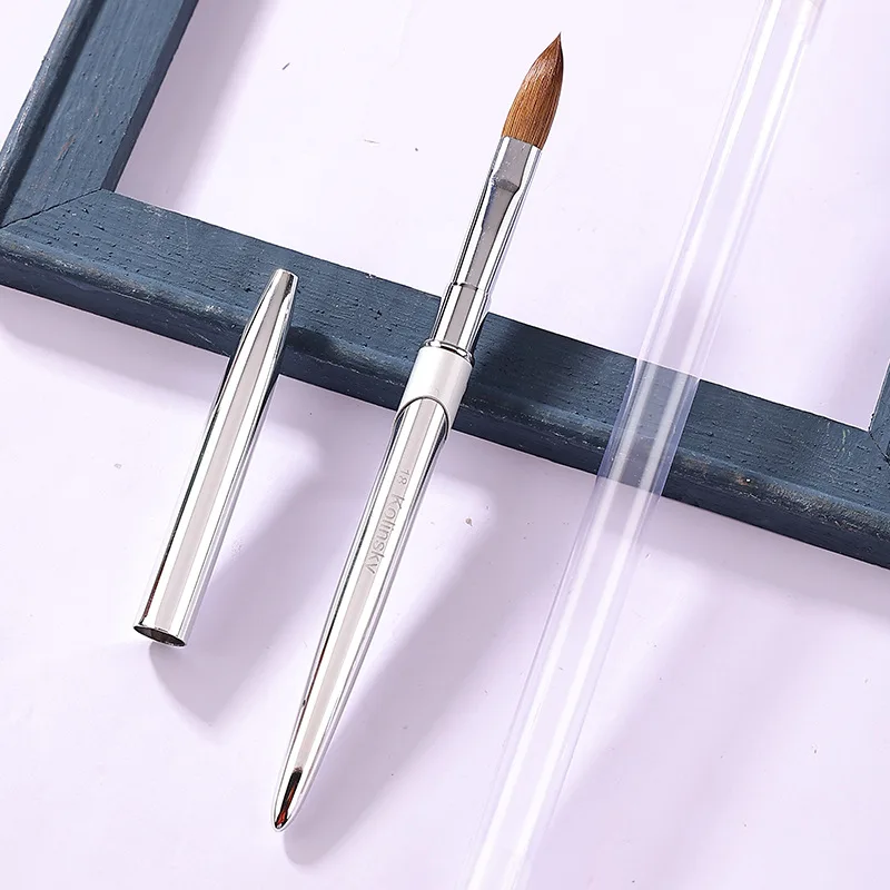 Kolinsky Sable Nail Brush Flat Head, Professional Grade for Acrylic Sculpting & Crystal Nail Art, Premium Carving Nail Suppliesl