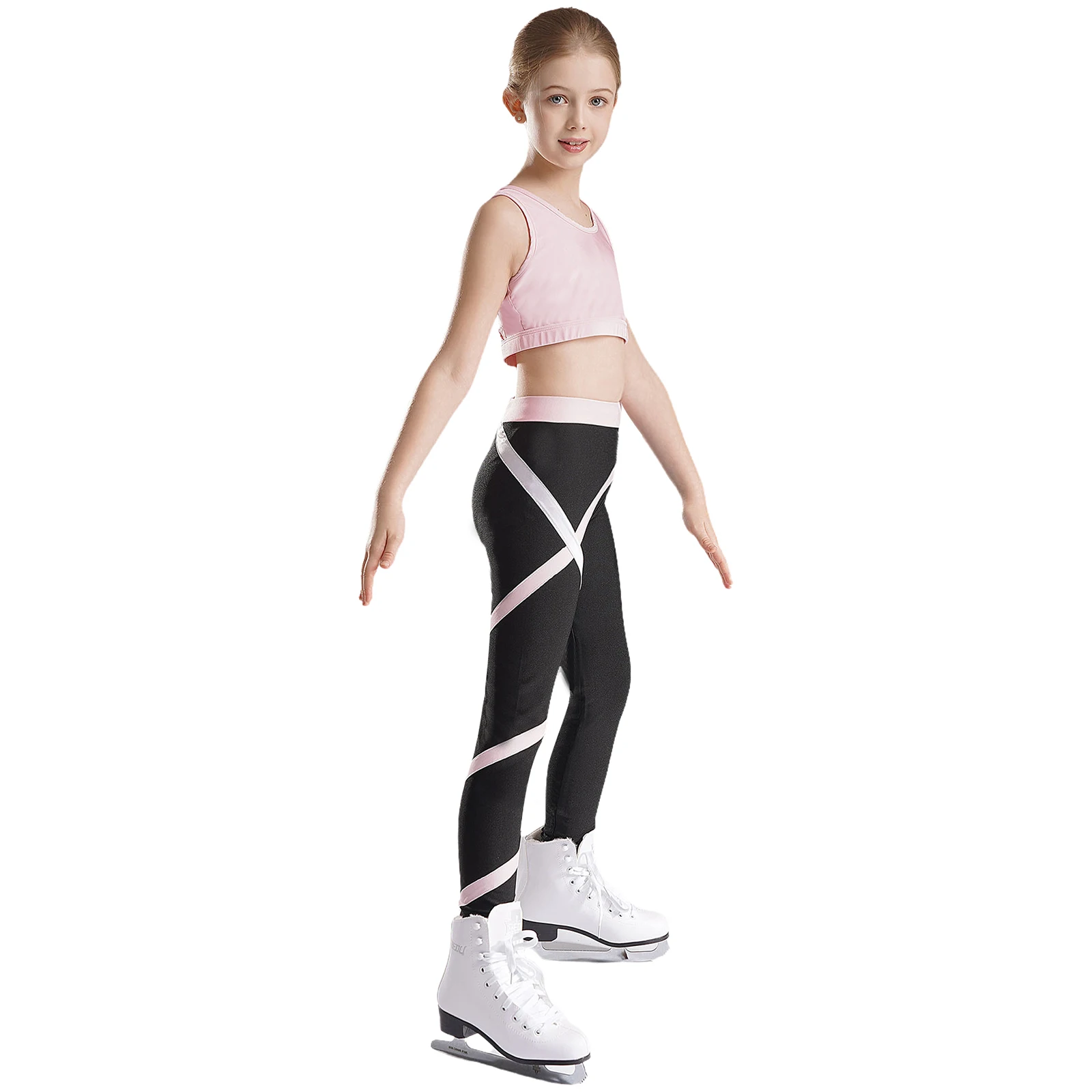 Teen Girls Figure Skating Sports Suit 3Pcs Bra Tops Shorts Leggings Jacket Set for Workout Gymnastics Fitness Yoga Training