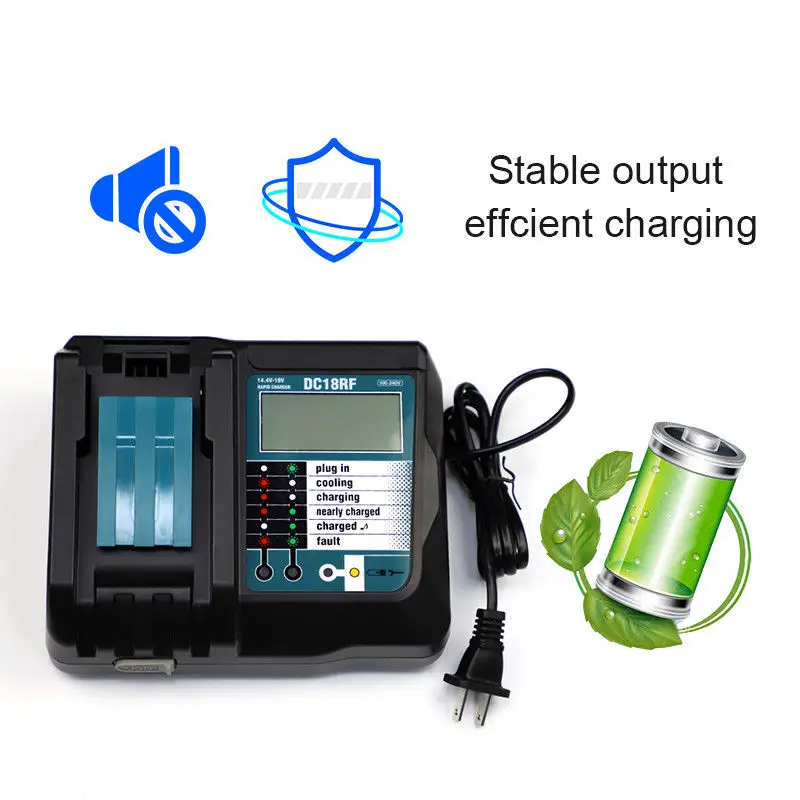 New DC18RCT Li-ion 3A Battery Charger for Makita 18V 14.4V BL1830 Bl1430 DC18RC DC18RA Power Tool Charging Current US UK EU Plug