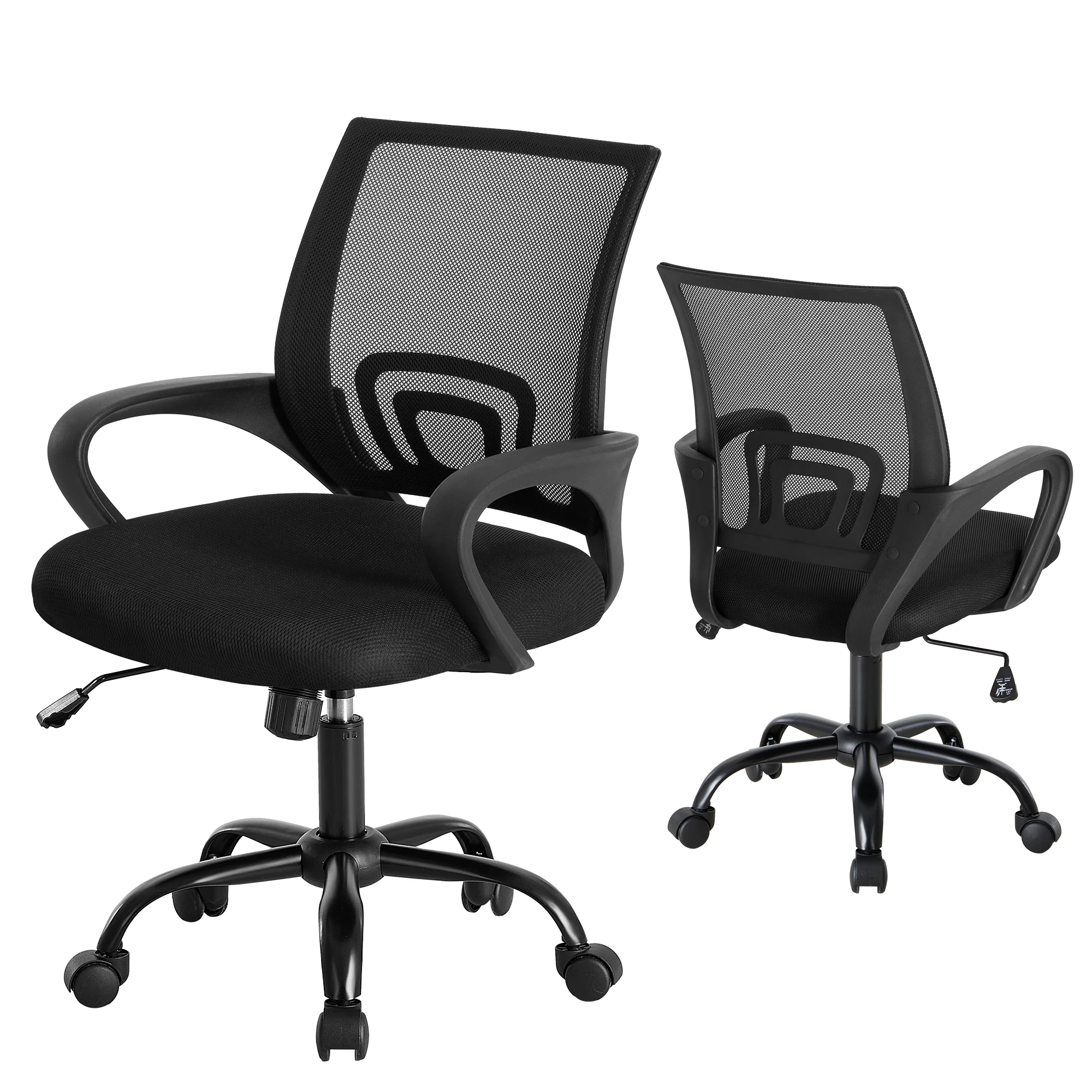 #￥JHK Ergonomic Office Desk Gaming Chair Mid Backwith Lumbar Support Rocking ModeHeight Adjustable with Fixed Armrest For Office