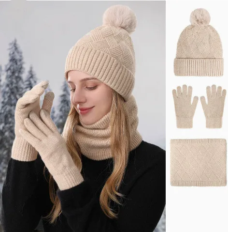 ensemble-d'hiver-tricote-pour-femmes-4-pieces-bonnet-a-pompon-echarpe-gants-tactiles-chaussettes-thermiques-bonnet-epais-en-acrylique-accessoires-pour-l'exterieur