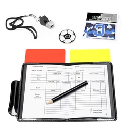 1set Red and Yellow Card Kit Football Referee Tools With Football Captain Armband Whistle CoinLeather bag Pencil Paper