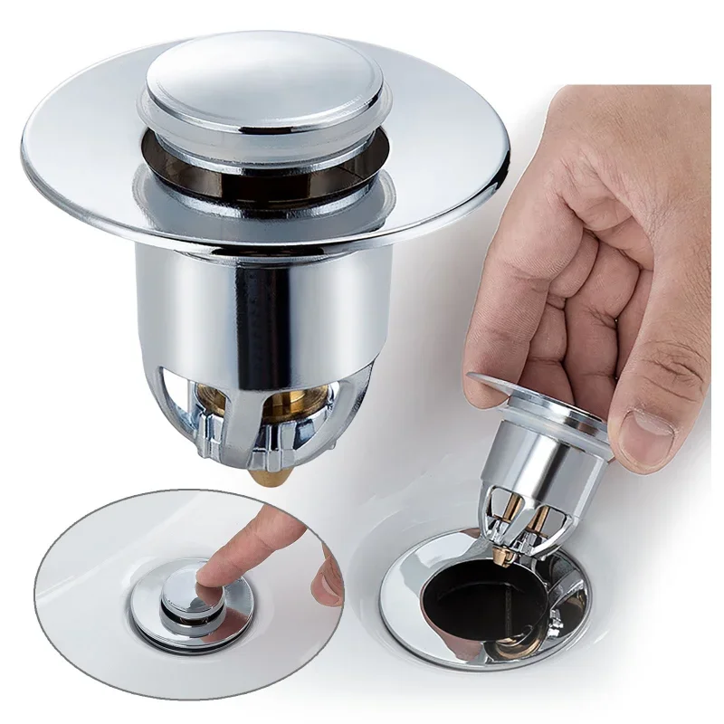 Pop-Up Drain Filter Plug - Press Bounce Basin Bath Shower Sink Hair Extension Kitchen Bathroom Hardware Accessory