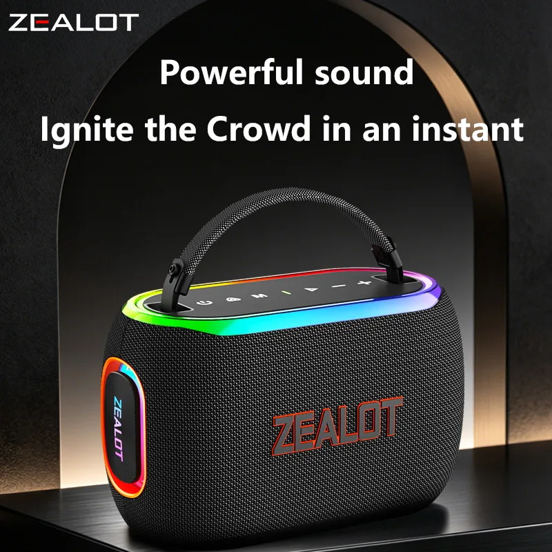 ZEALOT-S182 Bluetooth Subwoofer 60W 8000mAh Long-lasting Battery, RGB Lights, Waterproof Speaker for the Beach, Home Audio