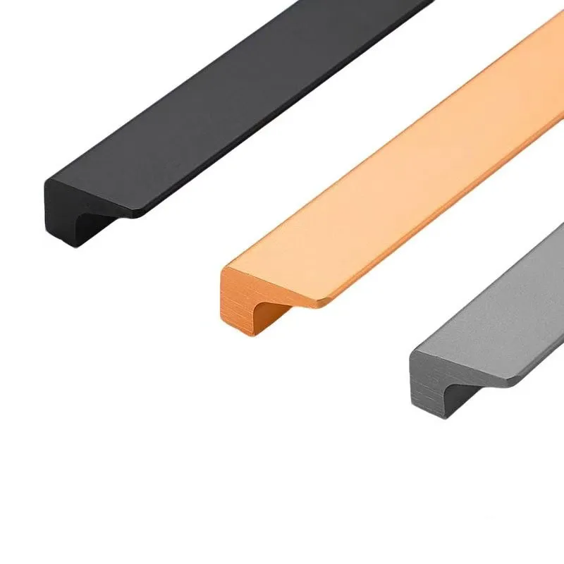 Cabinet door handle modern minimalist cabinet drawer closet door handle lengthened aluminum alloy black furniture hardware