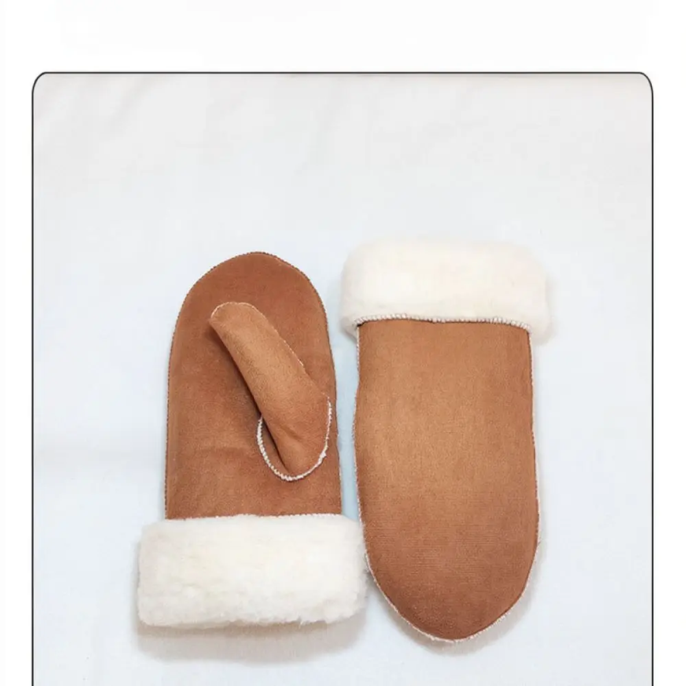 Winter Thermal Gloves For Men Suede Material Thickened Soft Lining Mittens Windproof Cold Weather Daily Wear Yellow
