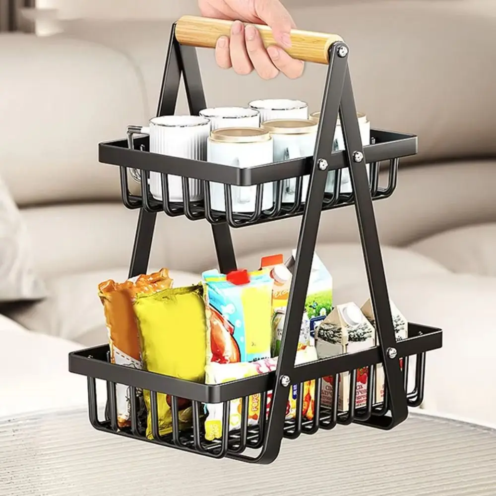 

2-Tier Design Portable Fruit Basket Space-Saving 3-Tiers Design Kitchen Organizer Convenient Holder Organizer