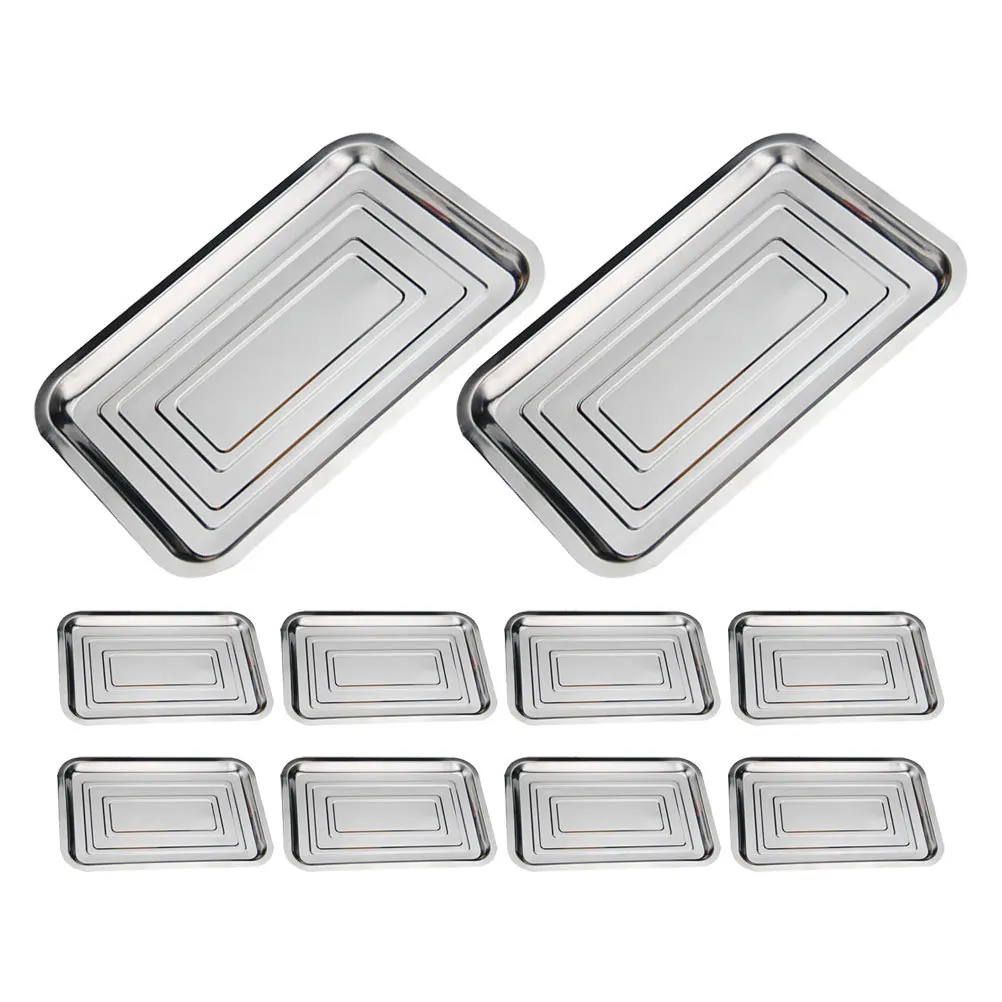 

10 шт. поднос для еды из нержавеющей стали, многофункциональная кухонная тарелка, прямоугольный дизайн, барбекю, кемпинг, вечеринка, легко чистится