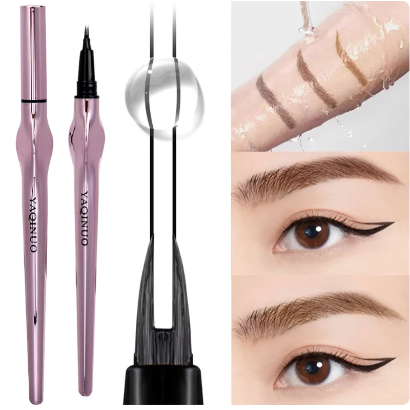 2 Point Wild Eyebrow Pencil Long Lasting Easy To Grip Eyebrow Tattoo Waterproof Thin Liquid Lying Silkworm Brow Korean Makeup