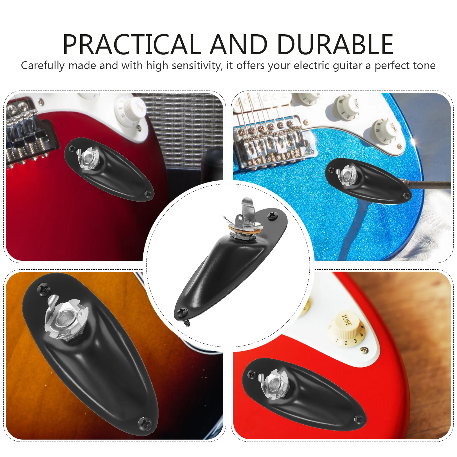 

Electric Guitar Input Jack Plate Replacement Durable Metal Curve Design Easy Install Output Socket Guitar Parts