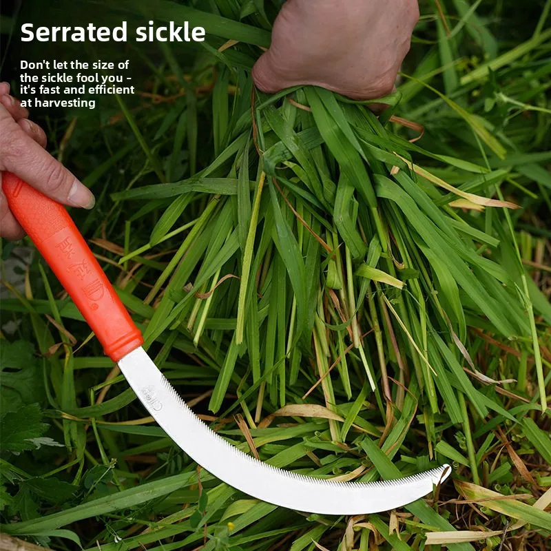 Stainless Steel Small Sickle Serrated Weeding Multifunctional Scythe Cutting Leek Wheat Grass Agricultural Fine Tooth H