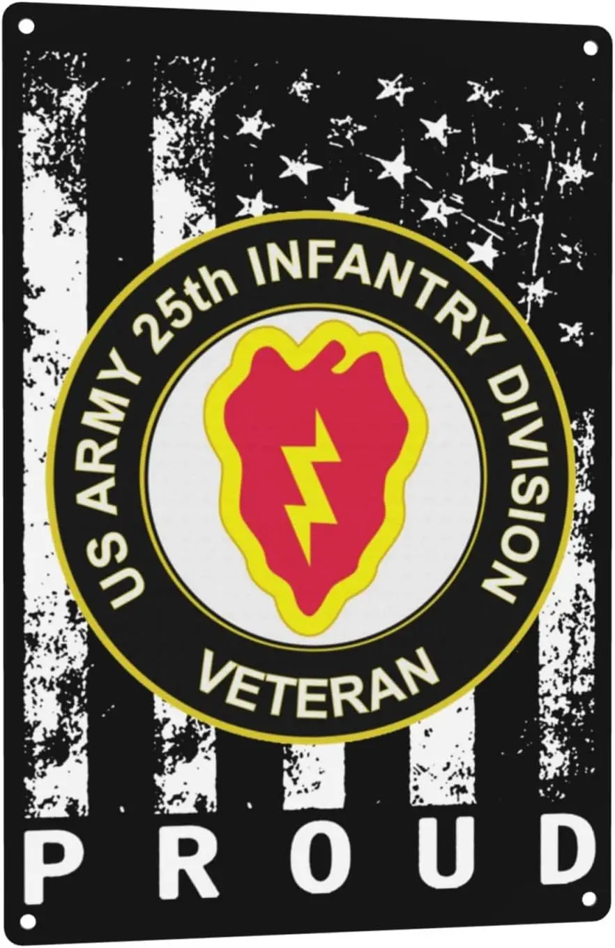 Y1,Army Veteran 25th Infantry Division Metal Tin Sign Wall Decor For Home Living Room Bedroom