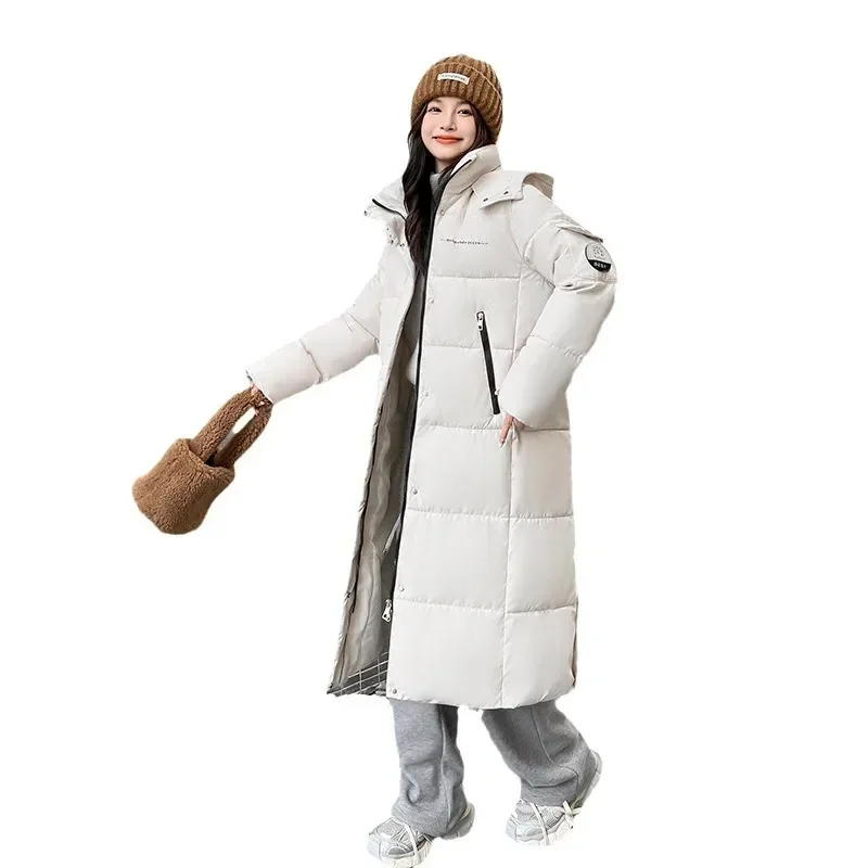 جاكيت نسائي طويل فضفاض وسميك من القطن بطول الركبة ، جاكيت كاجوال عصري ، نسخة كورية ، جديد ، شتاء ،