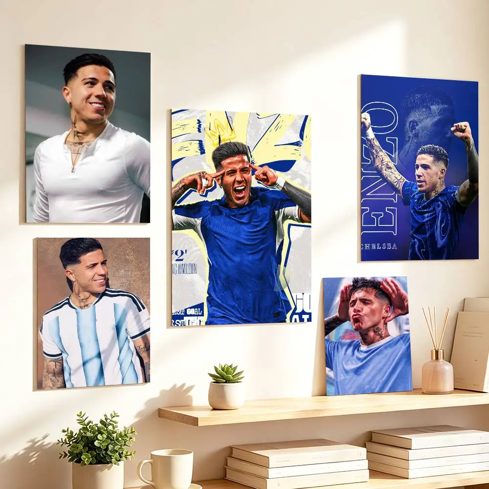 Football Midfielder E-Enzo Fernandez Poster HD Self Adhesive Waterproof Wall Art Ideal for Home Office Dorm Gift