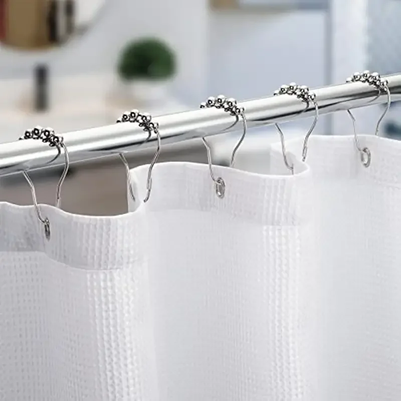 12Pcs Rust-Proof Stainless Steel Shower Curtain Hooks - Durable and Easy to Install for Bathroom Rods - Decorative image 4