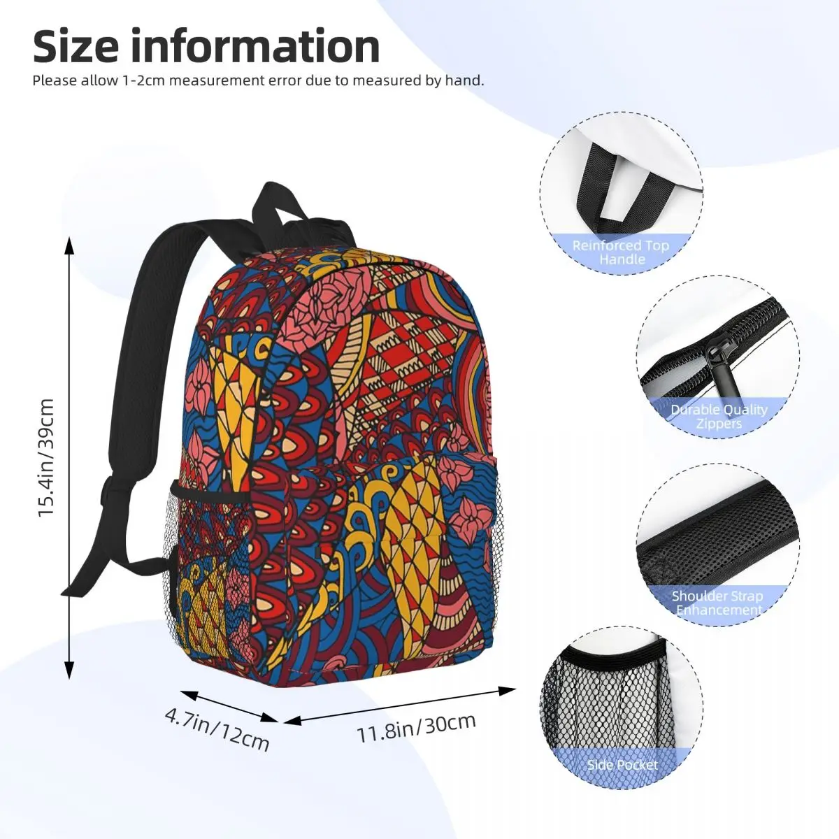 60s Hippie Psychedelic Backpacks Boys Girls Bookbag Fashion Children School Bags Laptop Rucksack Shoulder Bag Large Capacity