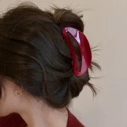 Aperto grande de acetato vermelho para mulheres, cabelo updo traseiro de alto grau, clipe de tubarão, gancho retrô de alta qualidade, enfeites de cabelo Headwear