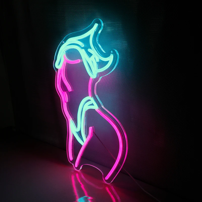 Letrero de neón Led personalizado para mujer, luz Sexy para glúteos corporales, decoración de pared, arte de dama desnuda, decoración estética