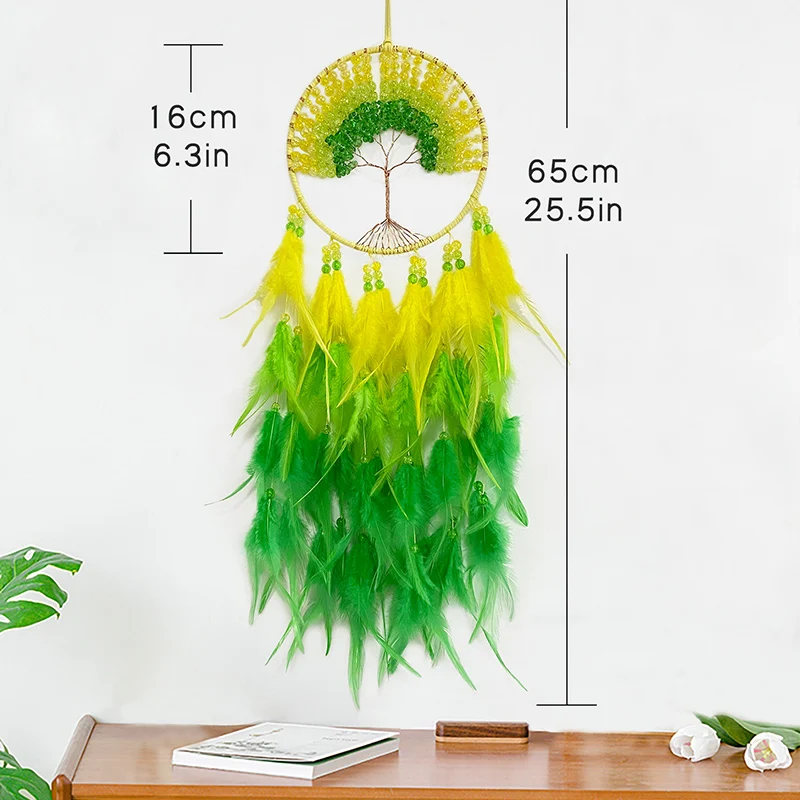 Dream Catcher Hand-woven Crystal Wind Chime Hanging Ornaments For Living Room Bedroom Creative Festival Holiday Gifts Home Decor