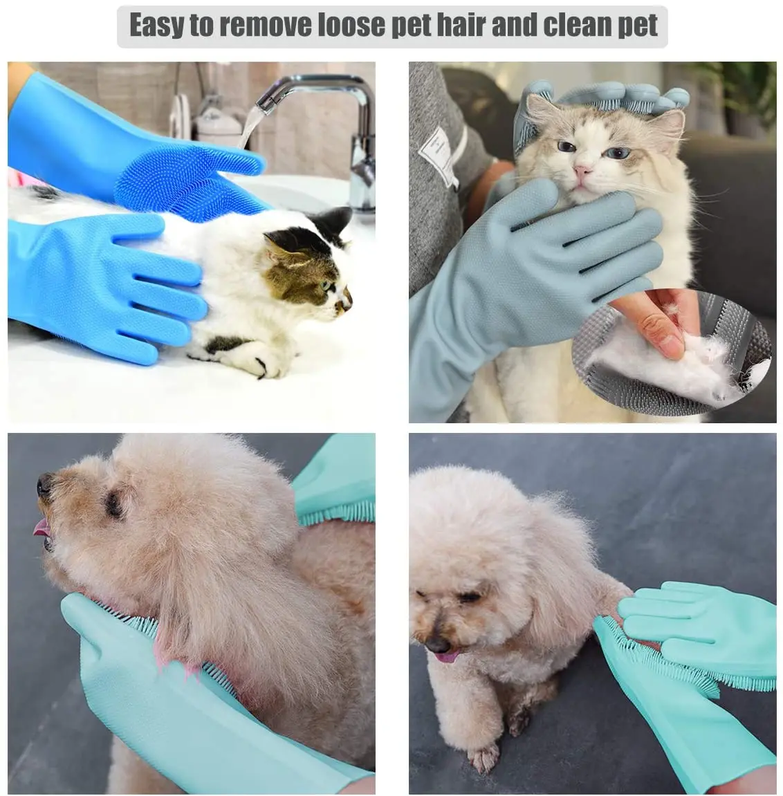 Pet Grooming Cleaning Gloves Dog Cat Bathing Shampoo Glove Scrubber Magic Dishwashing Cleanner Sponge Silicon Hair Removal Glove