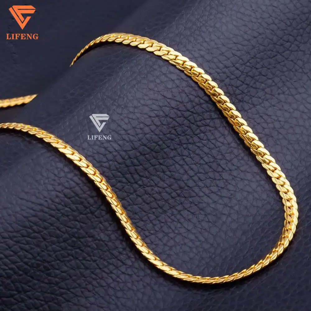 Lifeng Jewelry 10mm Plain Solid 18k Gold Cuban Link Chain Necklace Men Hiphop Sterling Silver Luxury Chain Necklace